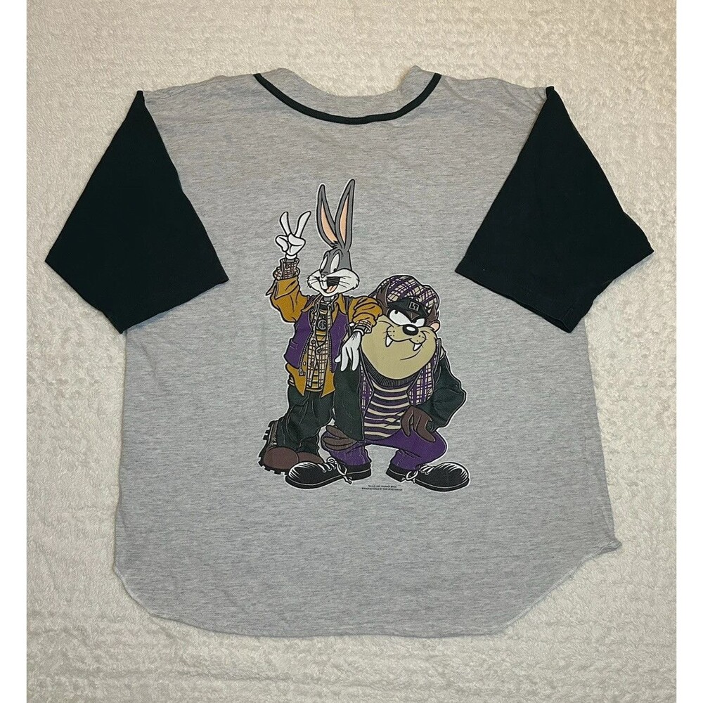 VTG 93 90s Warner Bros T-shirt Jersey Size XL Bugs Bunny Taz Hippie Looney Tunes